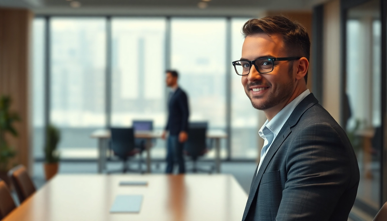 Headhunter CEO bei der Arbeit im modernen Büro, das Professionalität und Dynamik ausstrahlt.