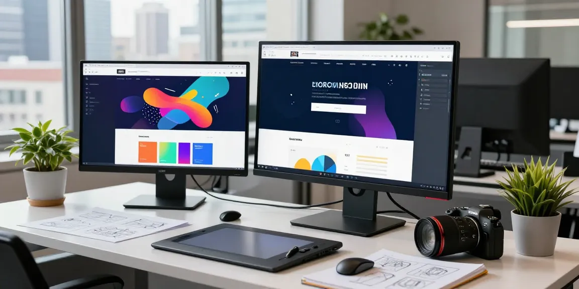 Webdesign Saarland: Kreatives Designstudio mit Designern und modernen Arbeitsmaterialien.