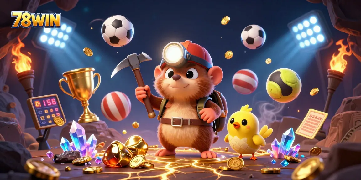 Win big at 78WIN with dynamic gaming action and vibrant casino elements in an engaging 3D scene.