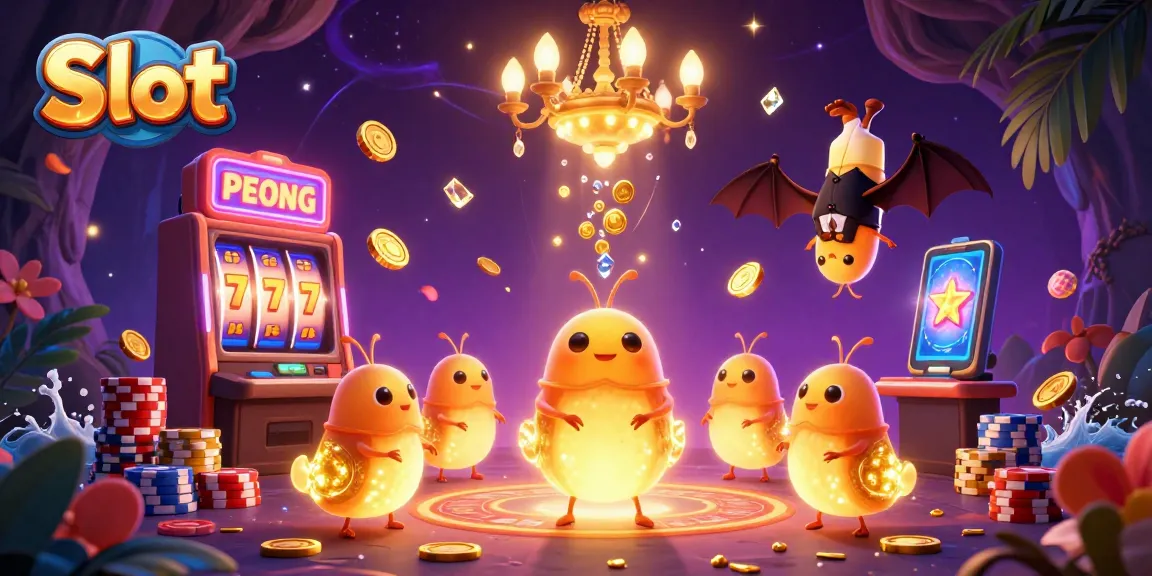 Engage with thrilling Slot action as glowworms light up a vibrant casino scene.