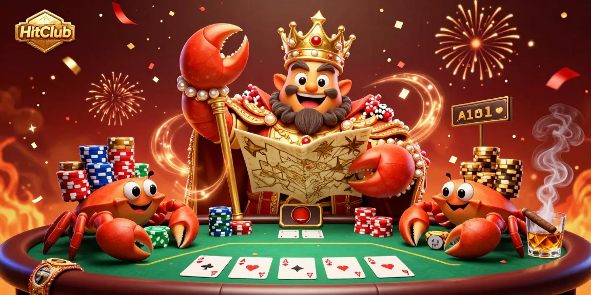 Experience the lively HitClub with a golden crab emperor, poker elements, and exciting magical effects.