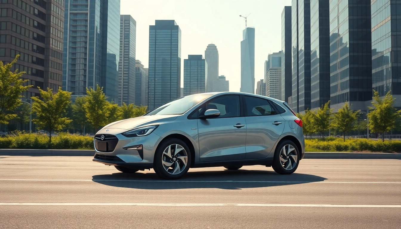 Erleben Sie Elektroautos, die modern und umweltfreundlich in einer städtischen Umgebung dargestellt werden.