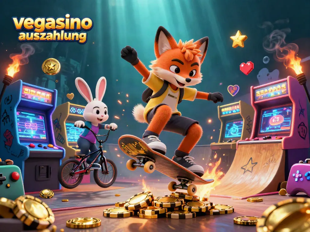Experience seamless vegasino auszahlung with vibrant animations of playful characters and casino elements.