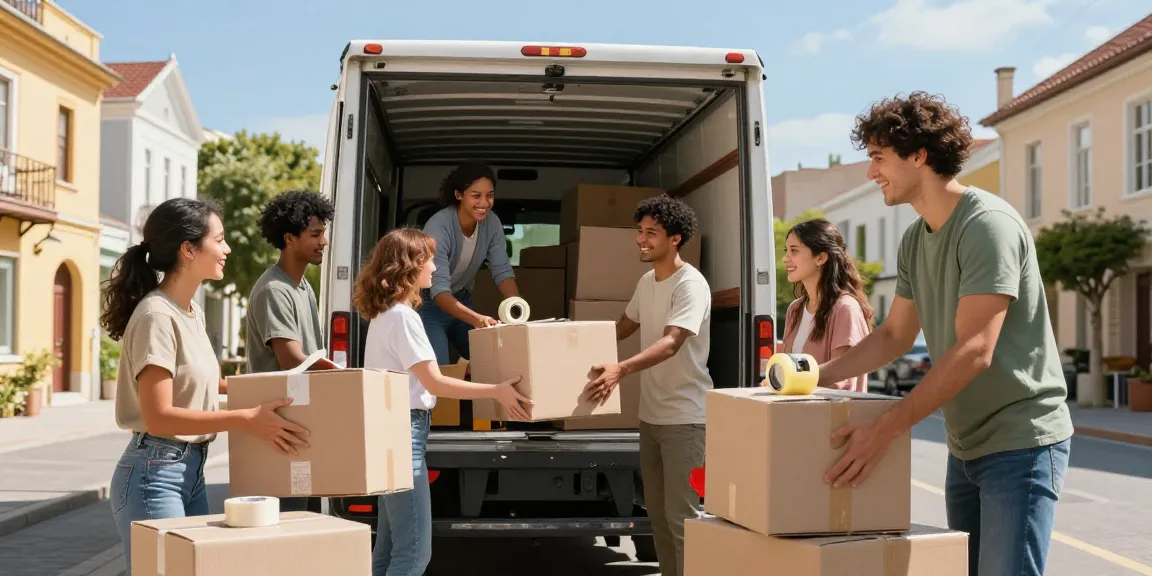 Umzugsunternehmen Worms-Team hilft einer Familie beim Packen und Transportieren von Möbeln.