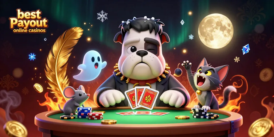 Experience the thrill with best payout online casinos featuring a 3D Frankenstein bulldog dealer at a spooky casino table.