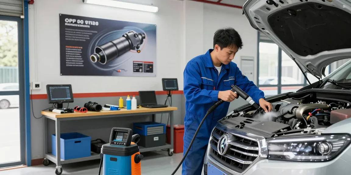Professioneller DPF Reinigung Hannover mit Mechaniker im Werkstattbereich bei DPF Säuberung.