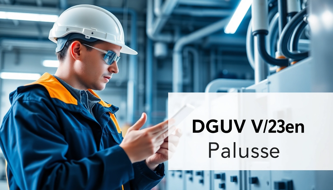 Technician performing a DGUV V3 Prüfung on electrical equipment, ensuring safety standards and compliance.