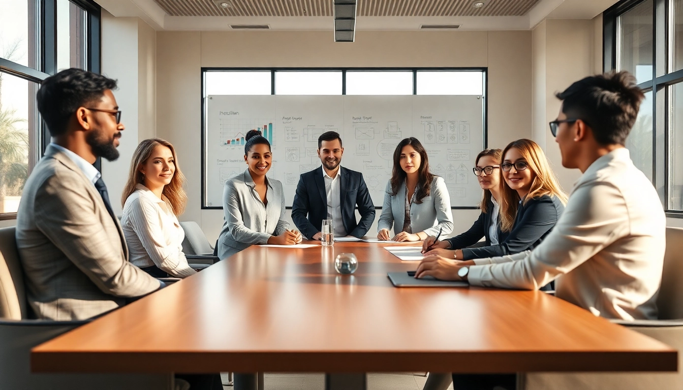 Professionelles Team in einer Headhunter Agentur bei der Zusammenarbeit an innovativen Projekten.