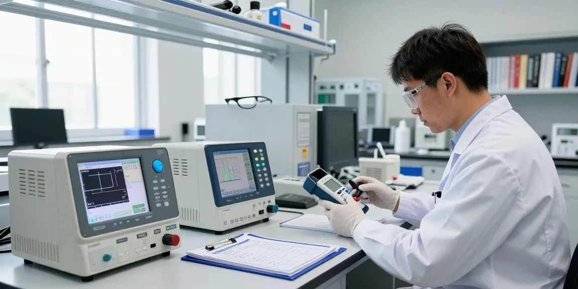 Präzise Kalibrierung eines forensischen Detektors im Labor für Gasanalysen.