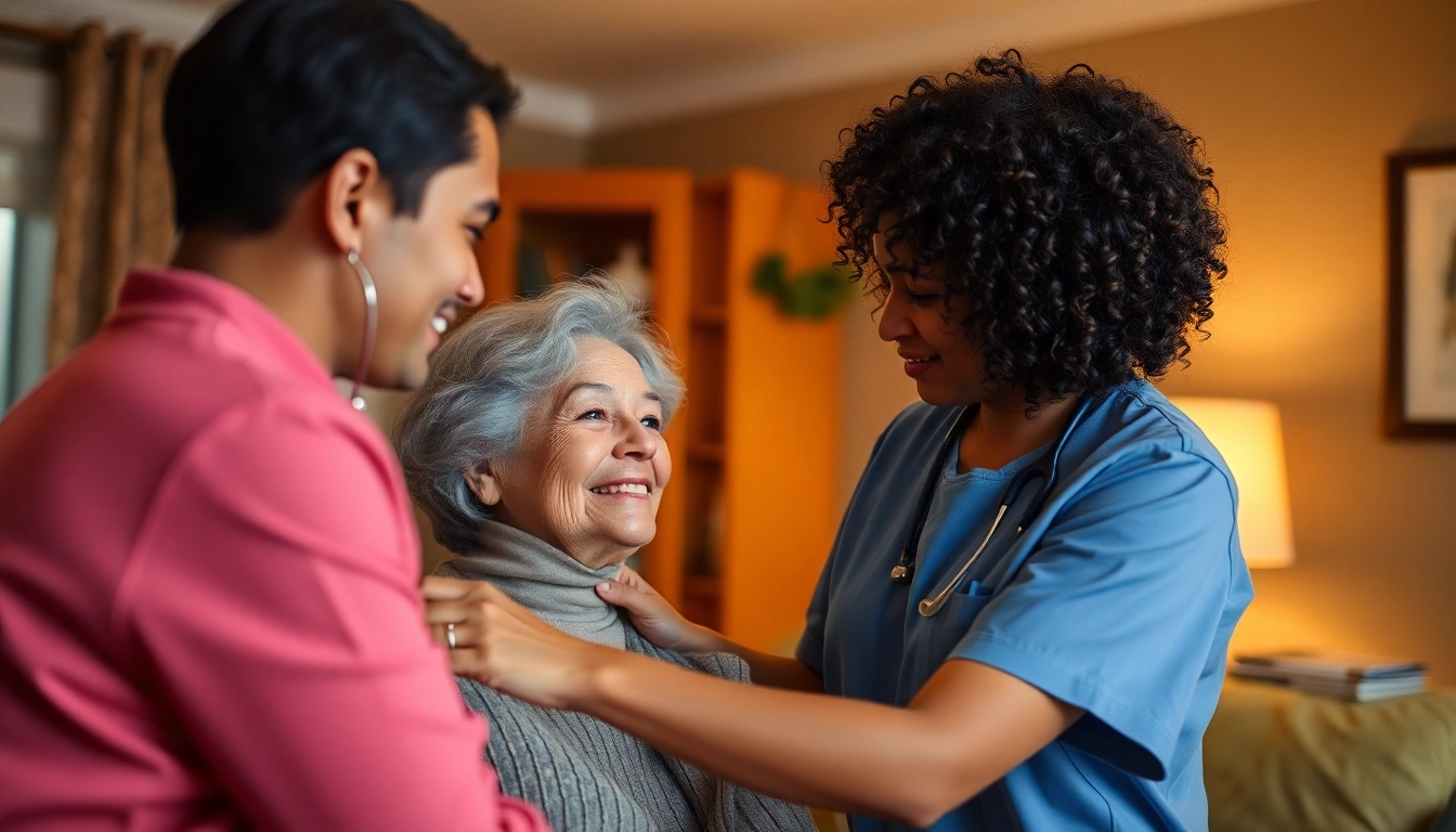 Supportive pflegedienst hameln helping elderly with daily tasks in a warm home environment.