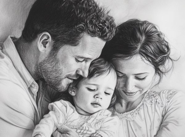 Bild zeichnen lassen und als Geschenk verpacken bei Families Portrait