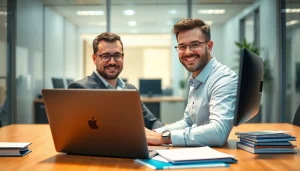 Headhunter beim Recruiting, fokussiert auf Executive Search Vertrieb, in einem modernen Büro.