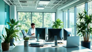 Professionelles Team im Löschdienst-Büro arbeitet an der Entfernung negativer Online-Bewertungen.