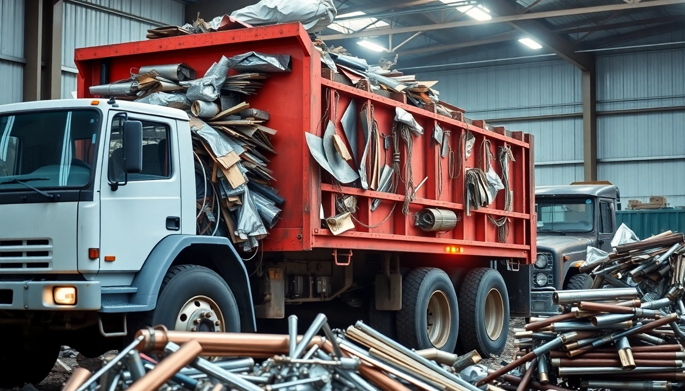 Efficient Schrottabholung Remscheid service with a truck gathering diverse metals for recycling.