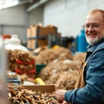 Schrotthändler Oberhausen sortiert wertvollen Schrott im Lager umweltgerecht.