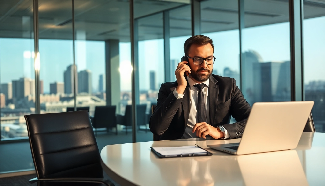 Headhunter Frankfurt arbeitet professionell in einem modernen Büro.