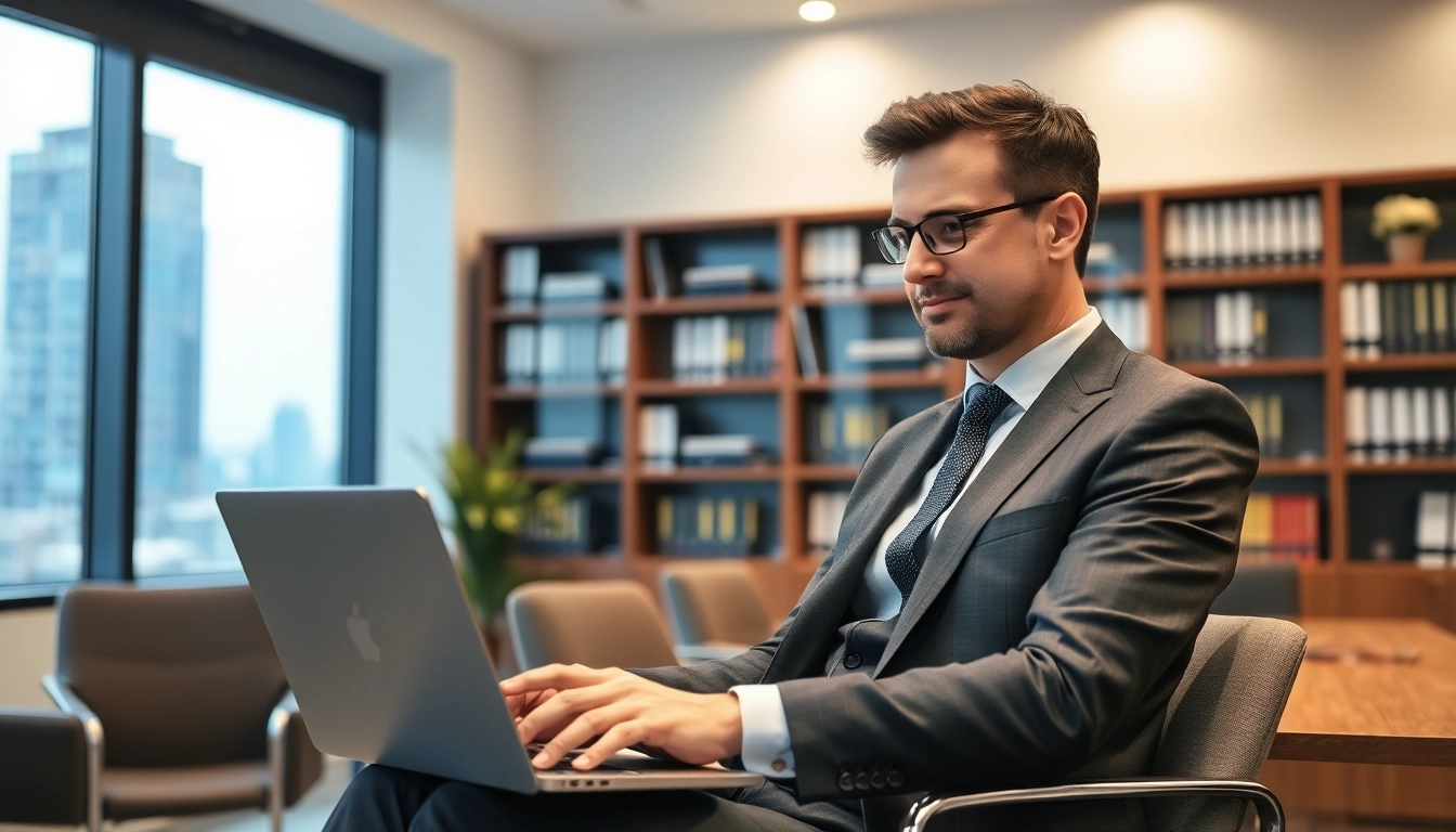Headhunter bei der Arbeit in einem modernen Büro, konzentriert auf die Rekrutierung.
