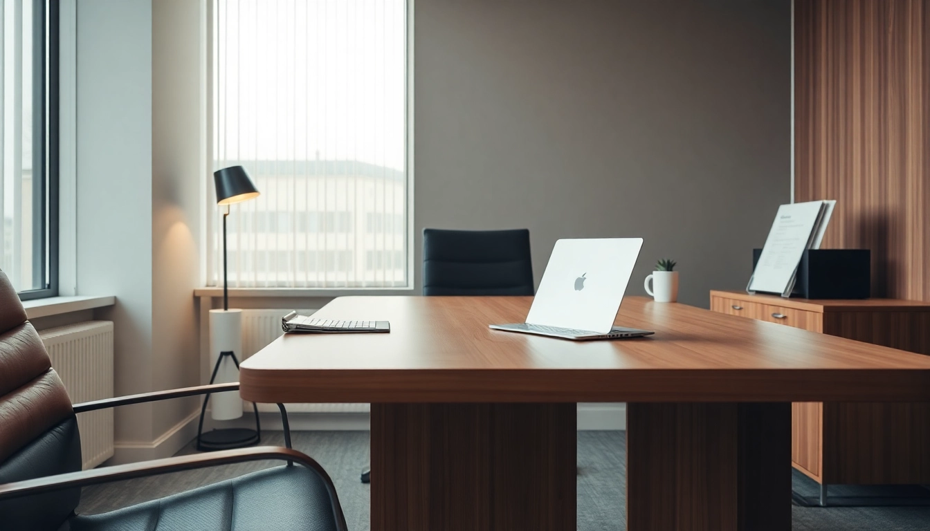 Headhunter Kassel: Elegantes Büroumfeld mit modernem Schreibtisch, ideal für Recruiting-Meetings.