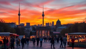 Erlebe die pulsierende Atmosphäre Berlins bei dusk mit dem Fernsehturm im Vordergrund, die die aktuellen Berlin Nachrichten aktuell widerspiegelt.