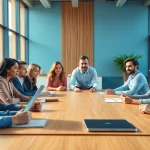 Personalbesetzung in einer dynamischen Besprechung mit einem engagierten Team.