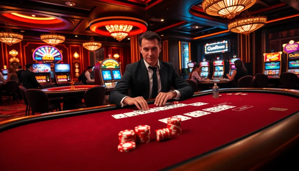 Experience the thrill of qh88 with professional dealers and vibrant gaming at luxurious casino tables.