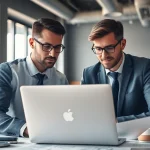 Headhunter Ingenieure berät im Büro und nutzt moderne Technologien zur Rekrutierung.