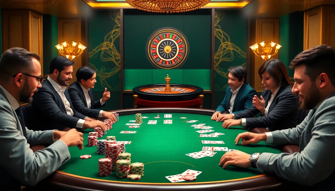 Gambling scene showcasing cm88.men with vibrant poker chips and playing cards on an elegant table.