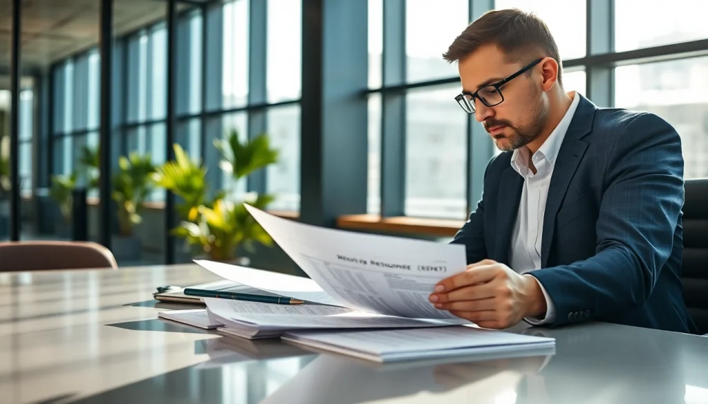 Headhunter Ingenieure analysiert Lebensläufe in einem modernen Büro.