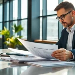 Headhunter Ingenieure analysiert Lebensläufe in einem modernen Büro.