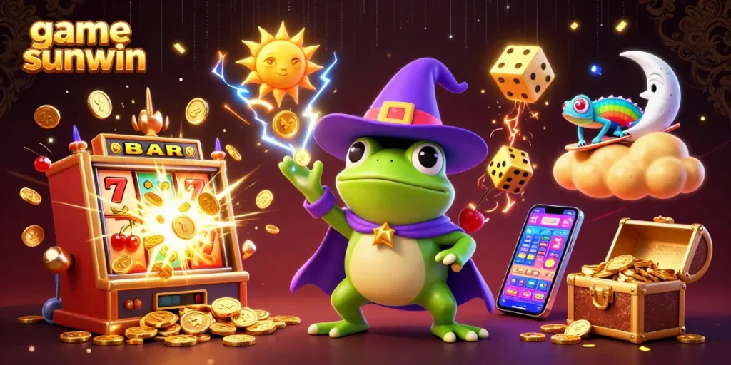 Spin and win with game sunwin's captivating golden coin storm and lively casino characters.