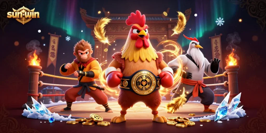 Win big with sun-win's animated casino adventure featuring dynamic martial artist characters.