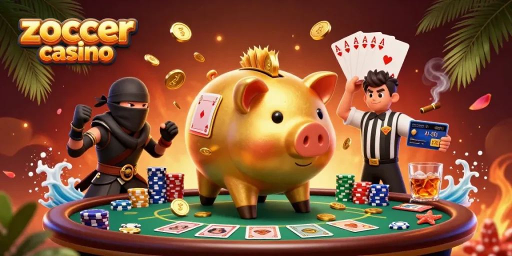 Experience energizing gameplay at zoccer casino with lively characters and casino elements.
